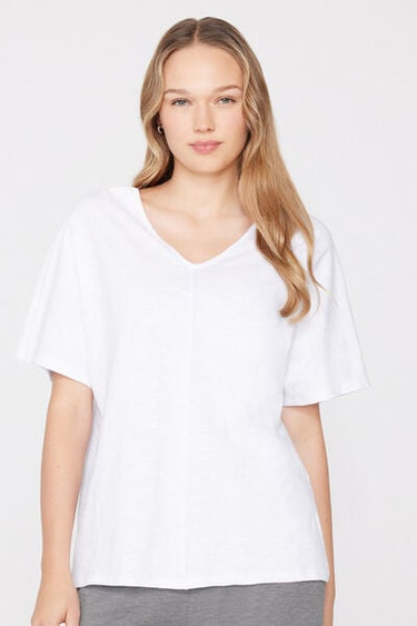100% Slub Cotton V-Neck T-Shirt