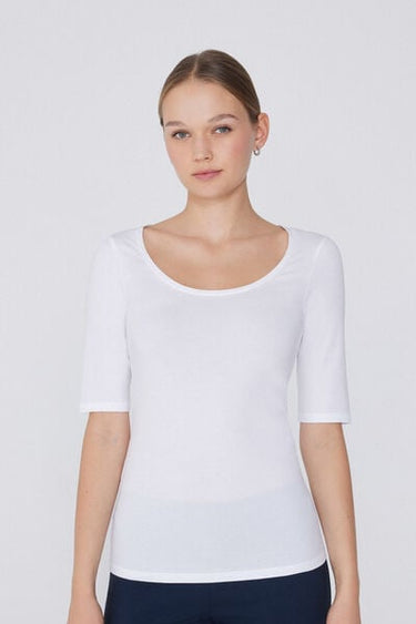 Short-Sleeve Scoop-Neck Top in Organic Cotton