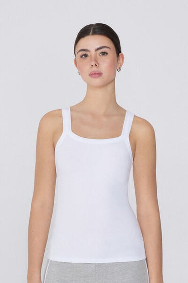 Square Neck Ribbed Cotton Camisole