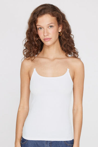 Ribbed Cotton Vest Top with Invisible Straps