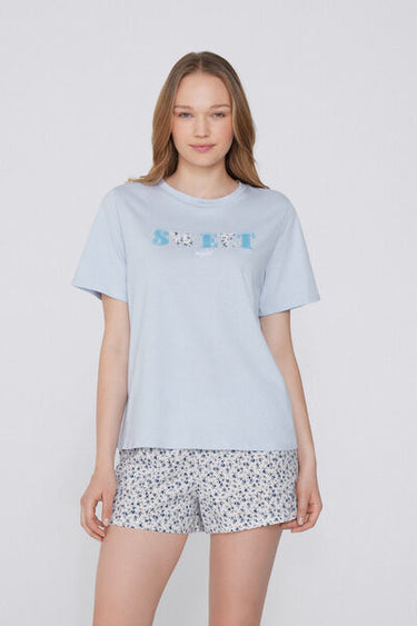 Short Cotton Pyjamas with Patch