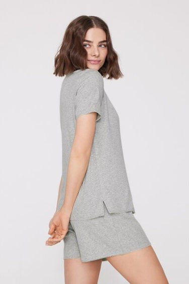 Short Ribbed Cotton Scalloped Pyjamas