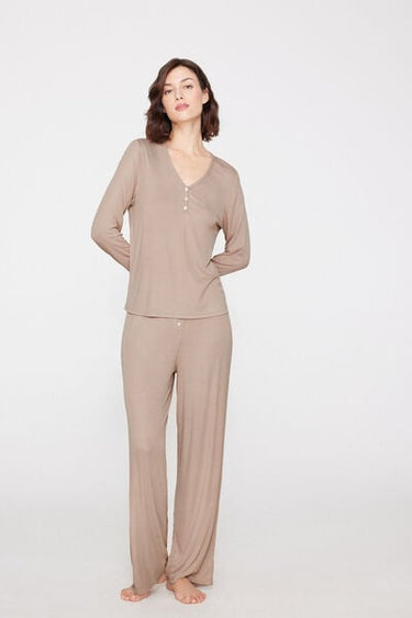 Long Ribbed Viscose Pyjamas