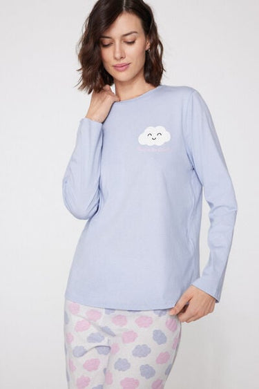 Cloud Print Cotton Long Pyjamas
