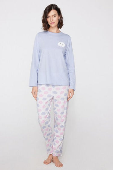Cloud Print Cotton Long Pyjamas