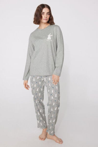 Bunny Print Long Cotton Pyjamas