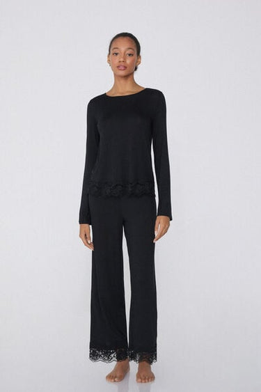Long Viscose Pyjamas with Lace