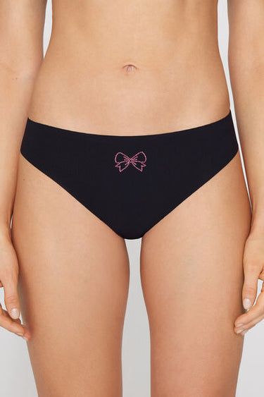 Laser Cut Microfibre Brazilian Briefs with Rhinestones