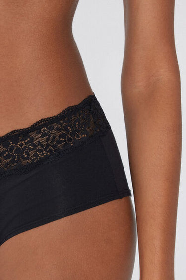 French Knickers in Organic Cotton with Recycled Lace