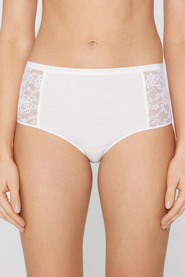 High-Waist Recycled Lace and Cotton Knickers