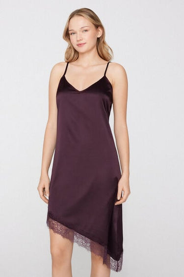 Asymmetric Satin and Lace Slip/Dress
