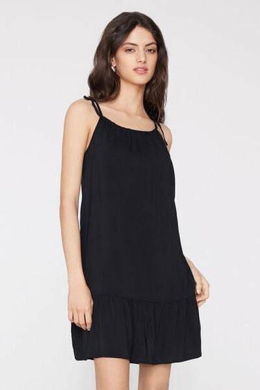 Short Viscose Canvas Tie Dress