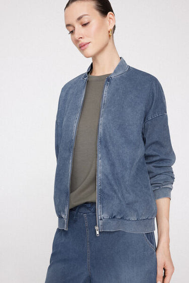Stretch Denim Bomber Jacket