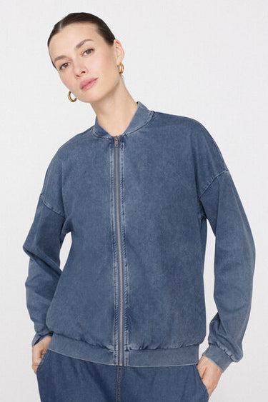 Stretch Denim Bomber Jacket