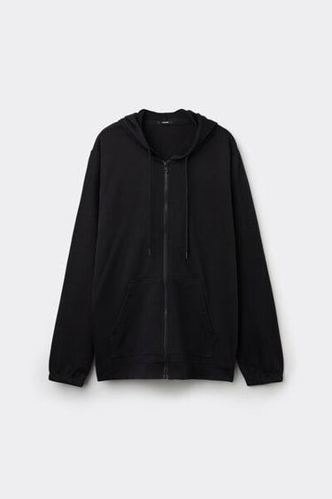 Lightweight Hooded Sweatshirt with Zip and Drawstring