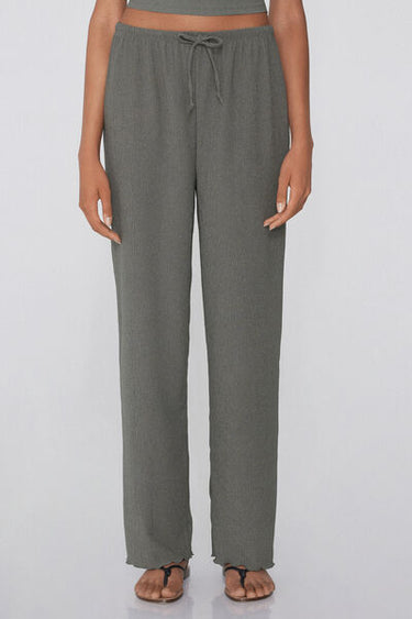Crepe-Effect Palazzo Trousers with Drawstring