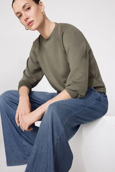 Stretch Denim Palazzo Trousers