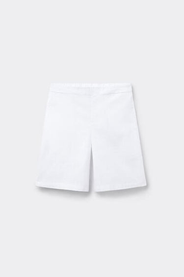 Linen-Look Cotton Canvas Bermuda Shorts