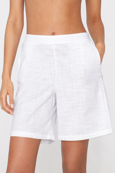 Linen-Look Cotton Canvas Bermuda Shorts