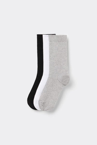 3 Pairs of Women’s 3/4 Length Ribbed Cotton Socks