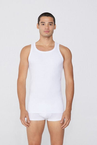 Men's Cotton Ribbed Tank Top with Wide Shoulder Straps