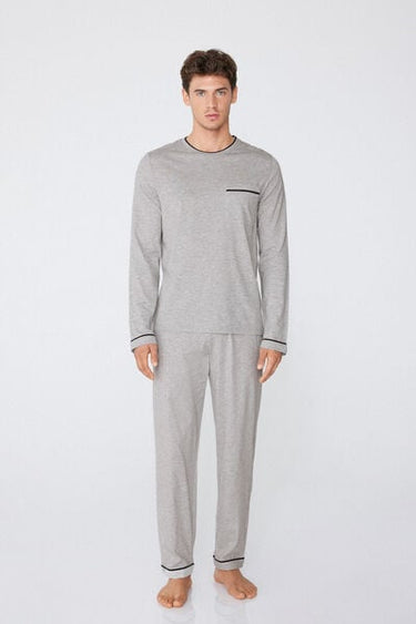 Men’s Long Piping Cotton Pyjamas