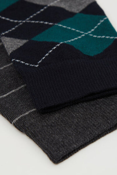 2 Pairs of Men’s Long Patterned Cotton Socks