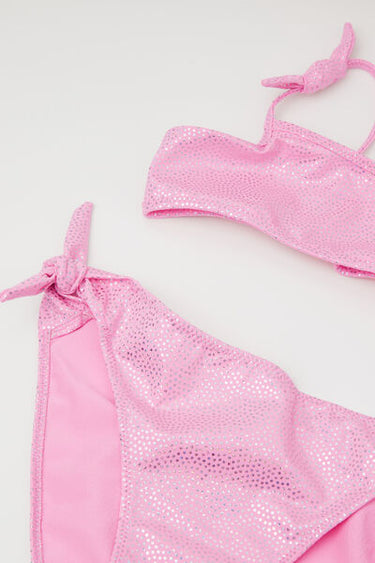 Girls’ Silver Polka Dot Bikini Bralette and Bottoms
