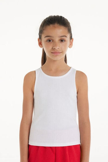 Girls’ Ribbed Camisole with Wide Shoulder Straps