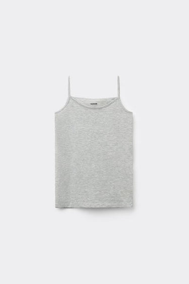 Girls’ Cotton Camisole with Thin Shoulder Straps and Rounded Neck
