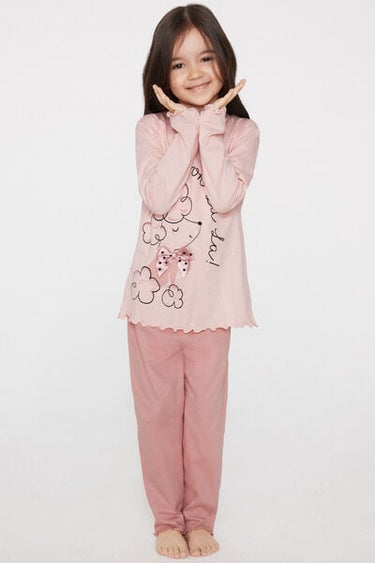 Girls’ Dog Print Long Cotton Pyjamas