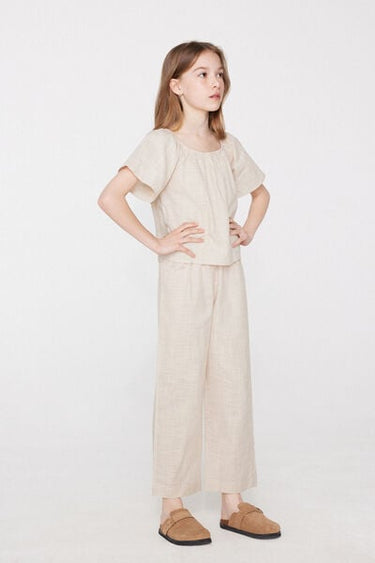 Girls’ Linen-Look Cotton Canvas Trousers