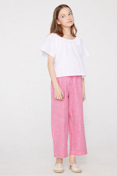 Girls’ Linen-Look Cotton Canvas Trousers