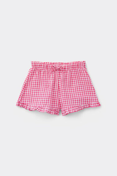 Girls’ Linen-Look Cotton Canvas Shorts with Ruffle