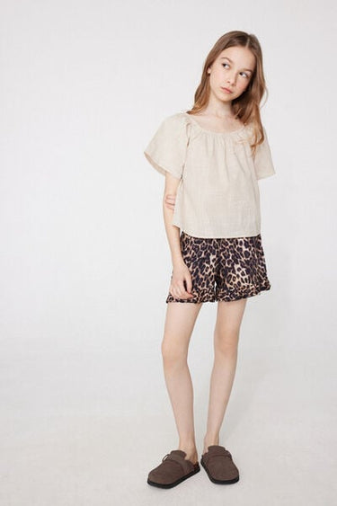 Viscose Canvas Shorts with Frill