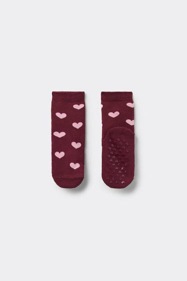 Girls' Short Non-Slip Patterned Socks