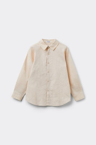 Boys’ Long Sleeve Linen-Look Cotton Canvas Shirt