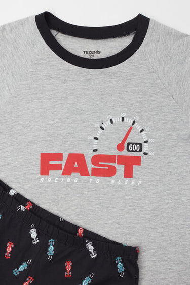 Boys’ “Fast” Print Cotton Long Pyjamas