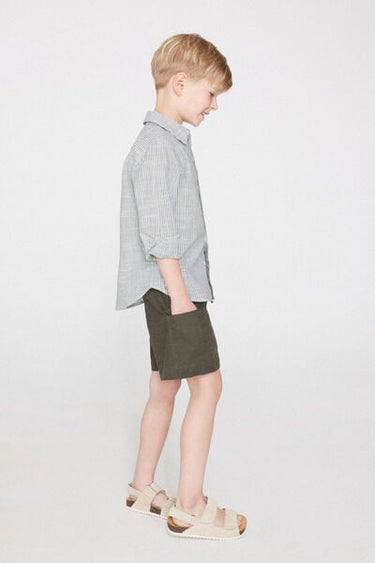 Linen-Look Cotton Canvas Cargo Shorts