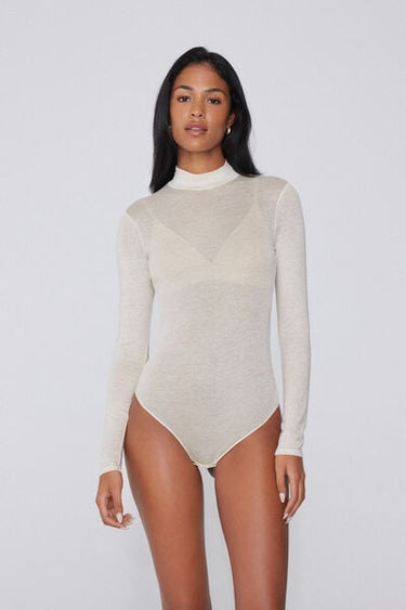 Long-Sleeved Lamé Merino Wool and Viscose Body