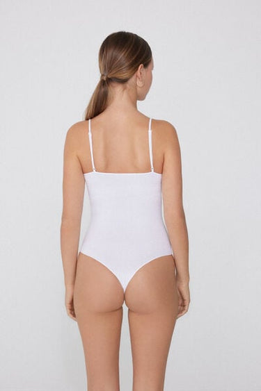Ribbed Cotton Body with Thin Shoulder Straps
