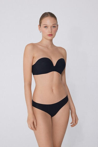 Padded Low-Cut Bandeau Bra in Recycled Microfibre