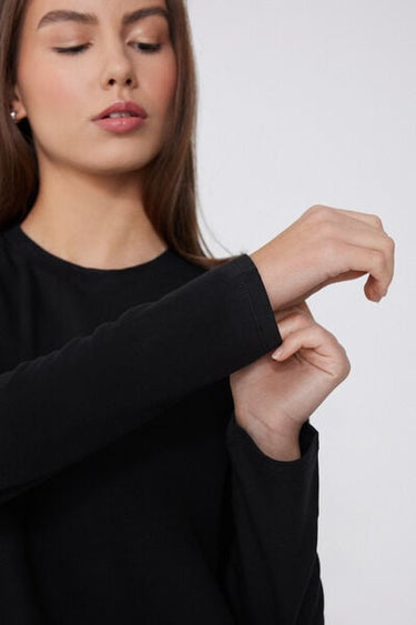 Long Sleeve Round Neck Plush Top with Viscose