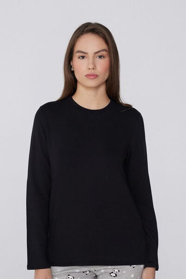 Long Sleeve Round Neck Plush Top with Viscose