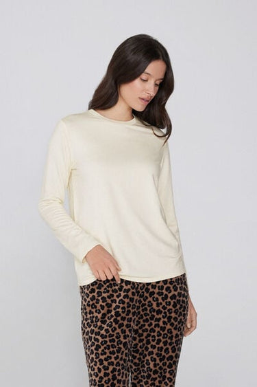 Long Sleeve Round Neck Plush Top with Viscose