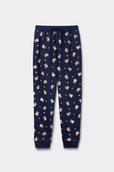 Long Printed Cotton Drawstring Trousers