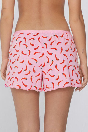 Printed Cotton Shorts with Rolled Hem