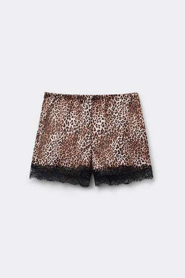 Printed Satin and Lace Shorts