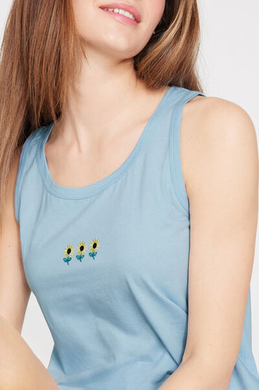 Embroidered Cotton Camisole with Wide Shoulder Straps