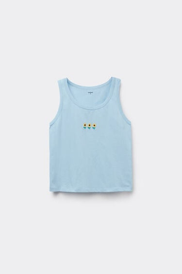 Embroidered Cotton Camisole with Wide Shoulder Straps